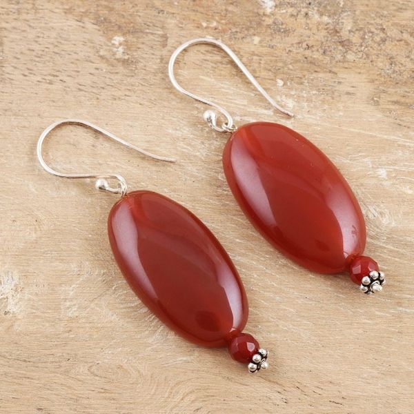 Alternate image for Hand Made Carnelian Dangle Earrings from India Trial by Fire