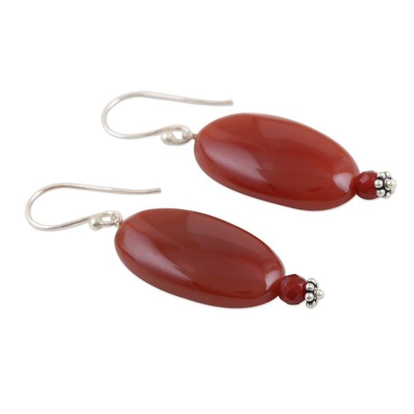 Alternate image for Hand Made Carnelian Dangle Earrings from India Trial by Fire