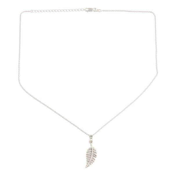Alternate image for Hand Crafted Sterling Leaf Pendant Necklace Begampur Leaf