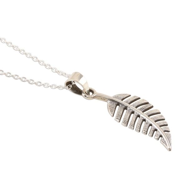 Alternate image for Hand Crafted Sterling Leaf Pendant Necklace Begampur Leaf