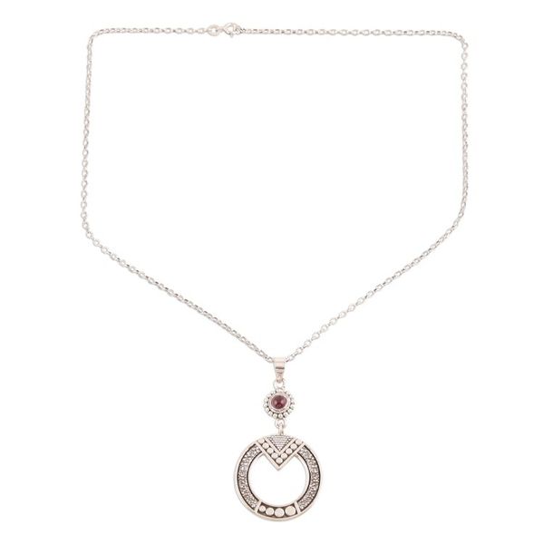 Alternate image for Round Pattern Garnet Pendant Necklace from India Egyptian Appeal