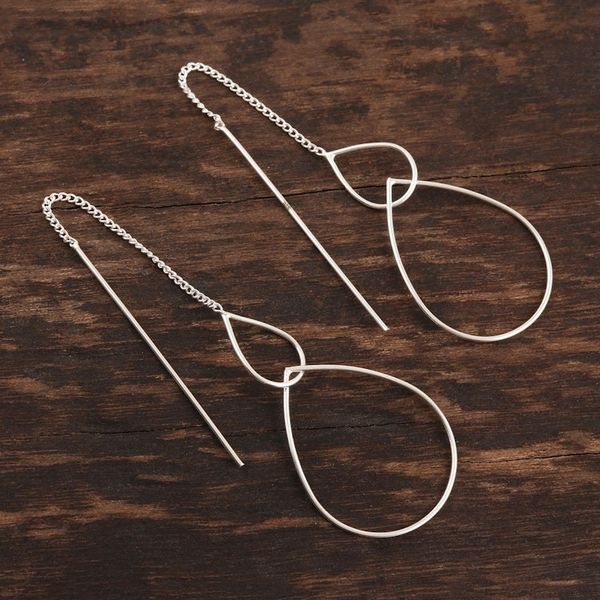 Alternate image for Sterling Silver Interlocking Teardrop Threader Earrings Dancing Droplets