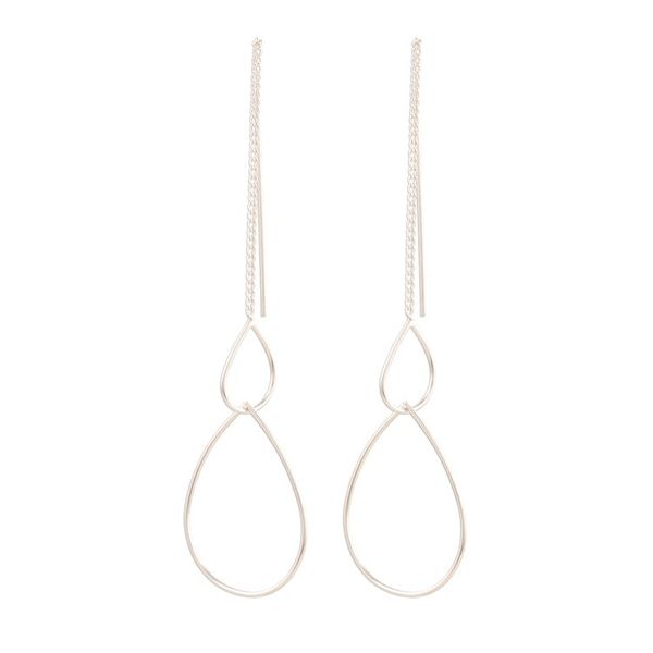 Alternate image for Sterling Silver Interlocking Teardrop Threader Earrings Dancing Droplets