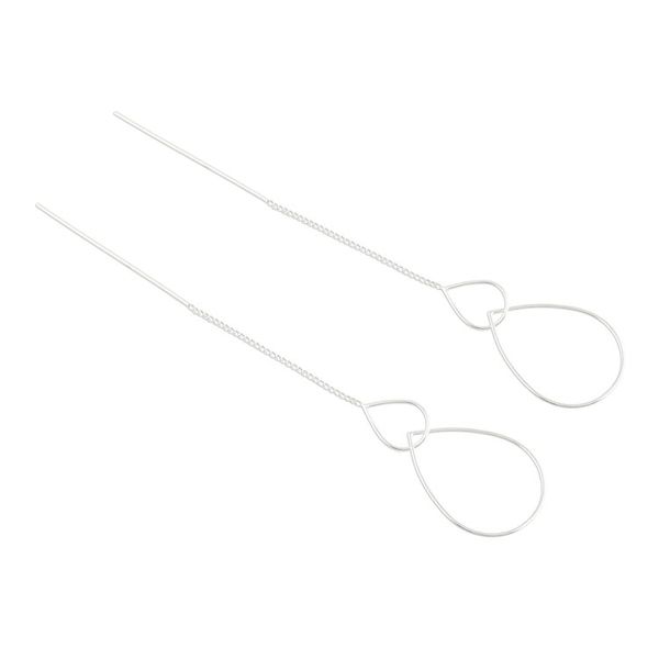 Alternate image for Sterling Silver Interlocking Teardrop Threader Earrings Dancing Droplets