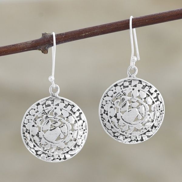 Alternate image for Artisan Crafted Sterling Silver Earrings from India Ancient Relic
