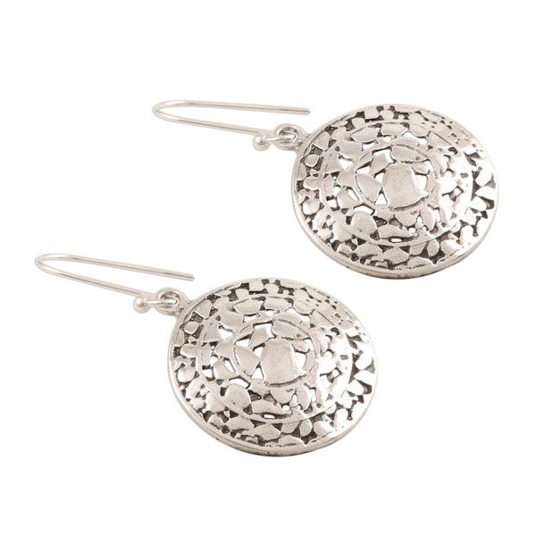 Alternate image for Artisan Crafted Sterling Silver Earrings from India Ancient Relic