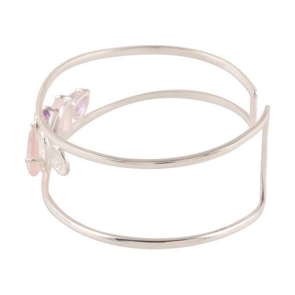 Alternate image for Rose Quartz and Amethyst Cuff Bracelet from India Dazzling Teardrops