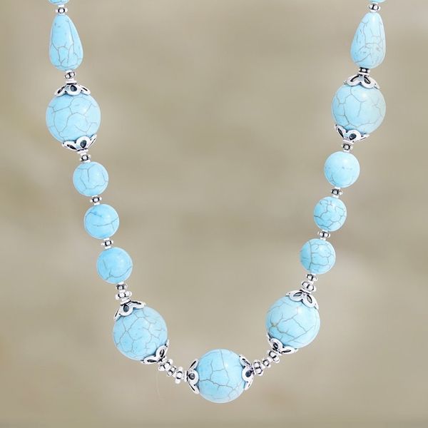 Alternate image for Hand Crafted Calcite Beaded Necklace from India Sky Chill
