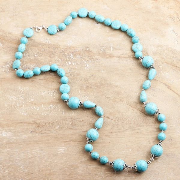Alternate image for Hand Crafted Calcite Beaded Necklace from India Sky Chill