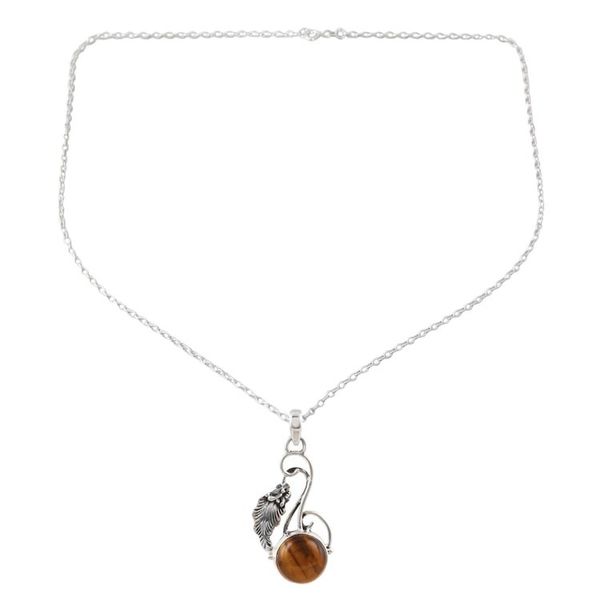 Alternate image for Modern Tigers Eye and Sterling Silver Necklace from India Honey Bud