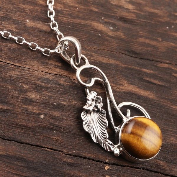 Alternate image for Modern Tigers Eye and Sterling Silver Necklace from India Honey Bud