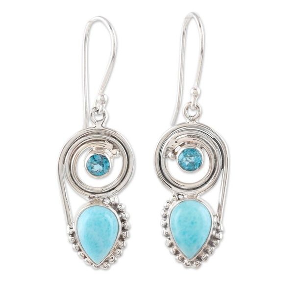 Alternate image for Dangle Earrings with Larimar and Blue Topaz Wondrous Coil