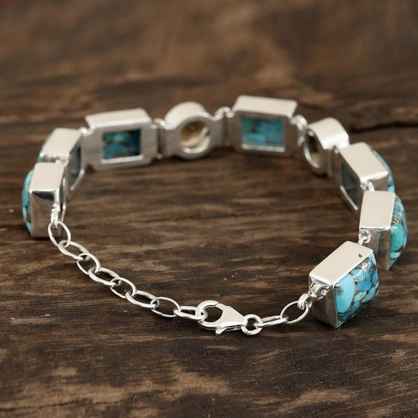 Alternate image for Citrine and Composite Turquoise Link Bracelet from India Connected