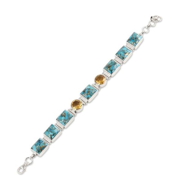 Alternate image for Citrine and Composite Turquoise Link Bracelet from India Connected