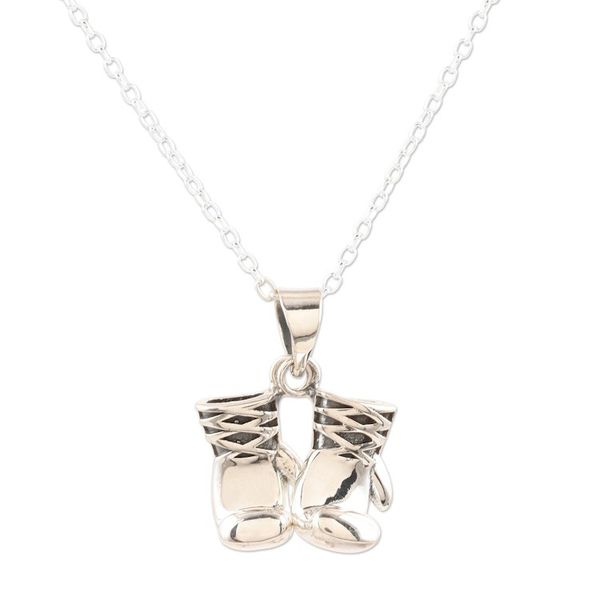 Alternate image for Sterling Silver Boxing Glove Pendant Necklace from India Knockout