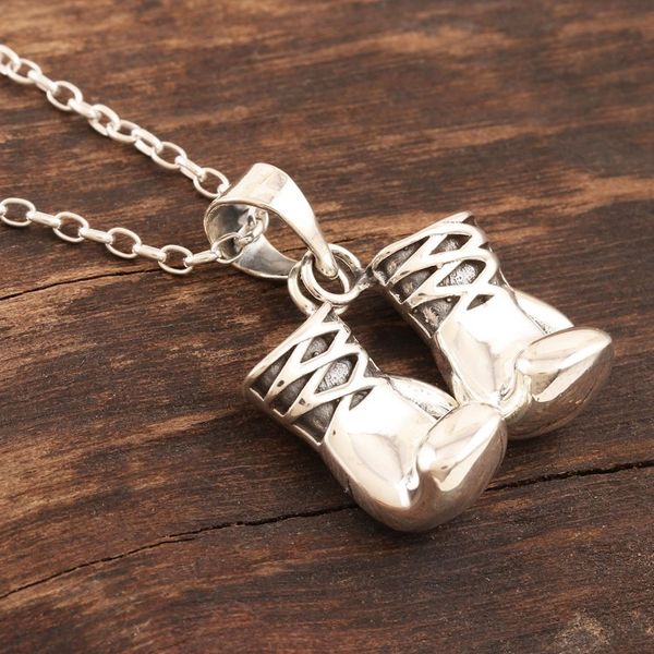 Alternate image for Sterling Silver Boxing Glove Pendant Necklace from India Knockout