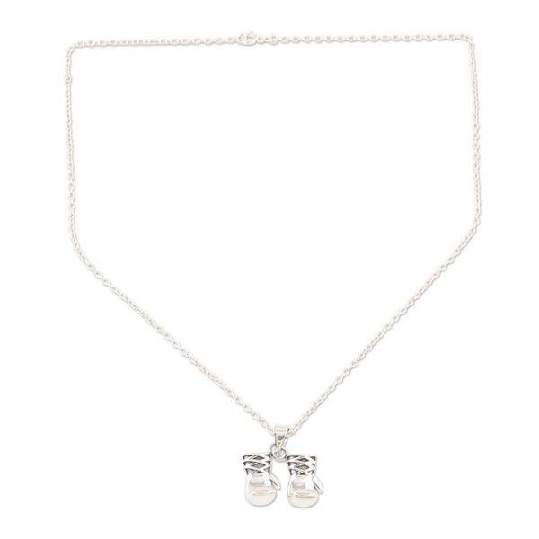 Alternate image for Sterling Silver Boxing Glove Pendant Necklace from India Knockout