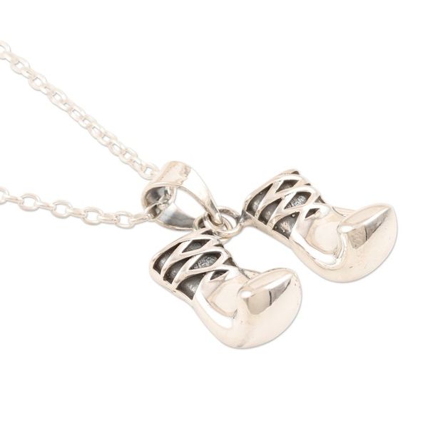 Alternate image for Sterling Silver Boxing Glove Pendant Necklace from India Knockout