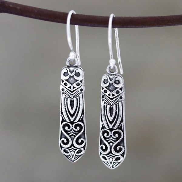 Alternate image for Patterned Sterling Silver Dangle Earrings from India Creative Patterns