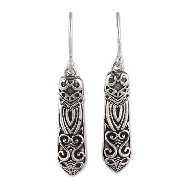 Alternate image for Patterned Sterling Silver Dangle Earrings from India Creative Patterns