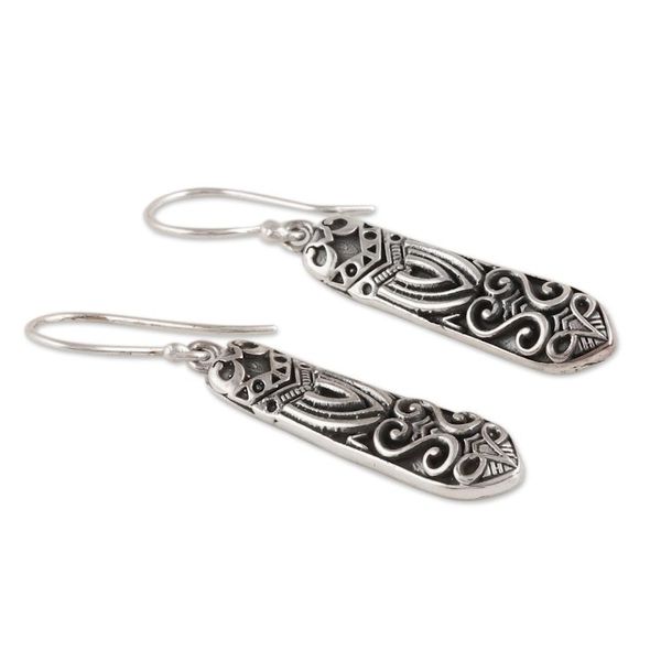 Alternate image for Patterned Sterling Silver Dangle Earrings from India Creative Patterns