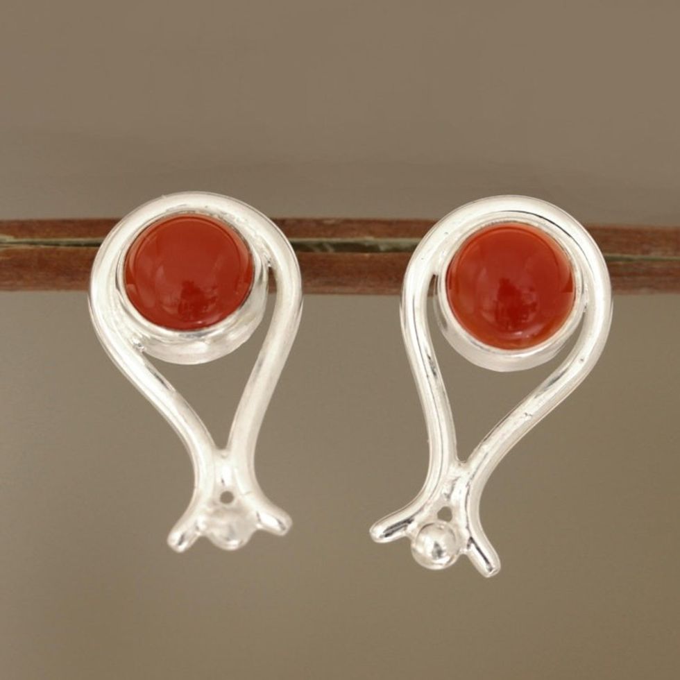 Artisan Designed Drop Earrings with Carnelian 'Ancient Empire'
