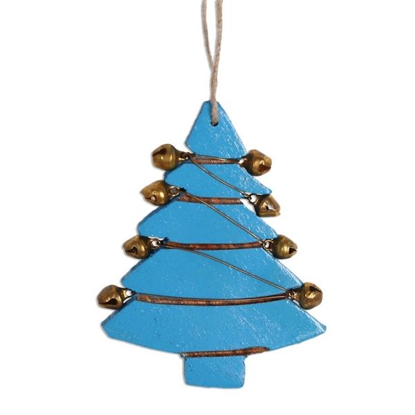 Alternate image for Mango Wood Tree Ornaments from India Set of 4 Tree Jingle