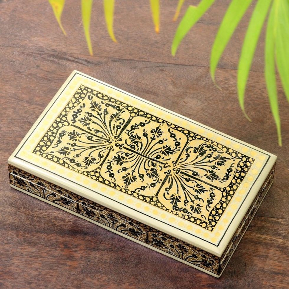 Elegant Rectangular Hand Painted Decorative Box 'Srinagar Artistry'