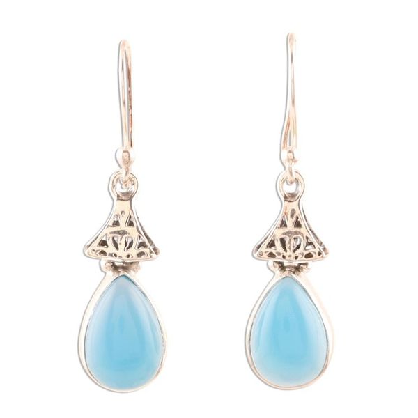 Alternate image for Blue Chalcedony and Sterling Silver Earrings Blue Morn