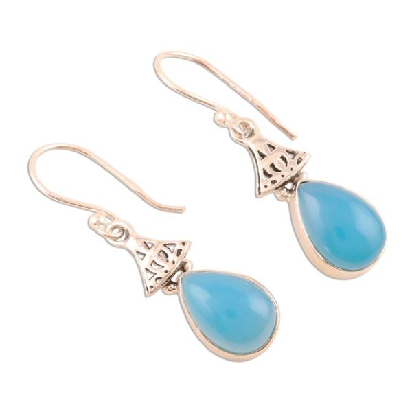 Alternate image for Blue Chalcedony and Sterling Silver Earrings Blue Morn