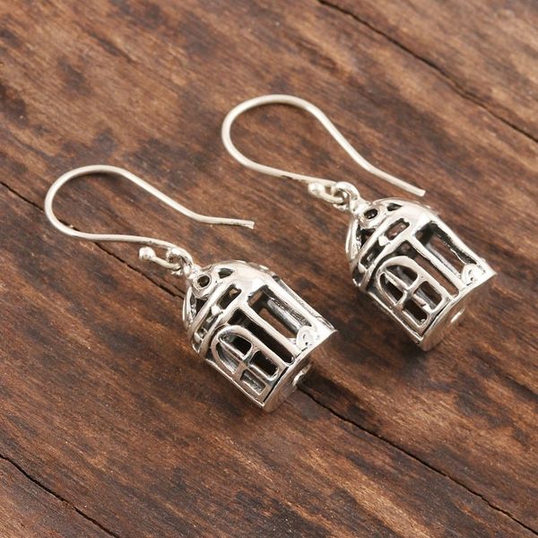 Alternate image for Charming Sterling Silver Bird Cage Earrings Cagey Birds