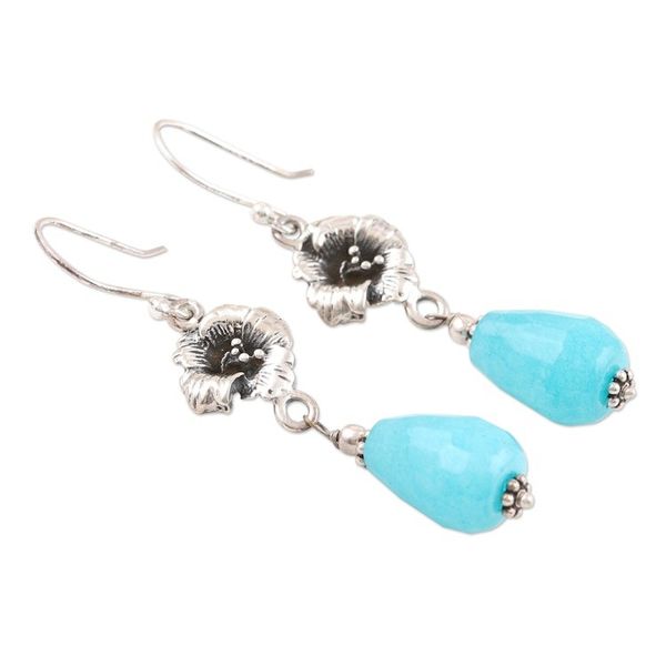 Alternate image for Artisan Crafted Blue Agate Dangle Earrings from India Blue Parasol