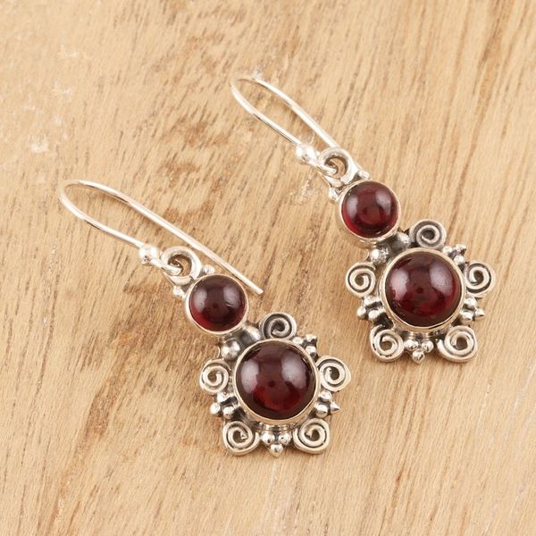 Alternate image for Garnet Dangle Earrings Crafted in India Inspired Love