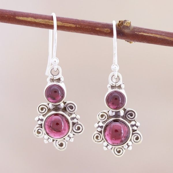 Alternate image for Garnet Dangle Earrings Crafted in India Inspired Love