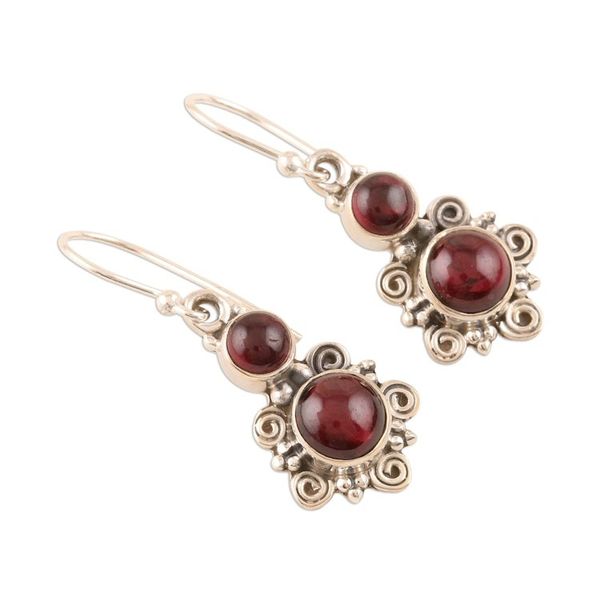 Alternate image for Garnet Dangle Earrings Crafted in India Inspired Love