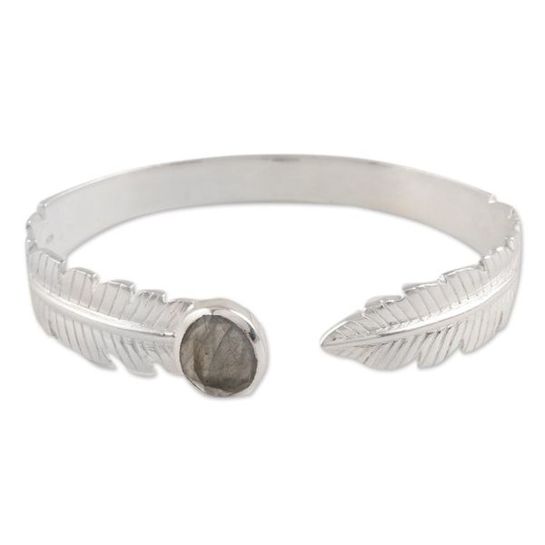 Alternate image for Leafy Labradorite Cuff Bracelet from India Caressing Leaf