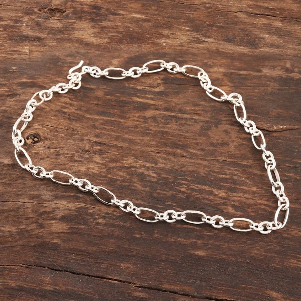 Contemporary Sterling Silver Link Necklace 'Contemporary Muse'