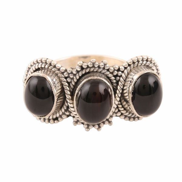 Alternate image for Multi-Stone Onyx Cocktail Ring from India Midnight Trio