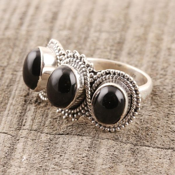 Alternate image for Multi-Stone Onyx Cocktail Ring from India Midnight Trio