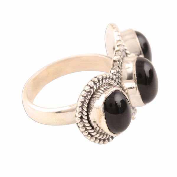 Alternate image for Multi-Stone Onyx Cocktail Ring from India Midnight Trio