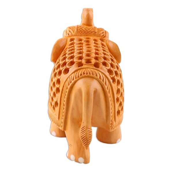 Alternate image for Jali Style Wood Elephant Sculpture Enchanting Elephant