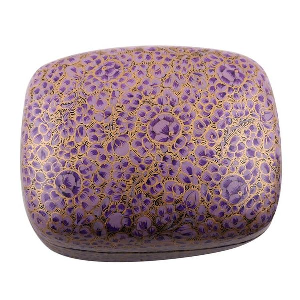 Alternate image for Hand-Painted Purple and Metallic Gold Floral Decorative Box Lavender Mist