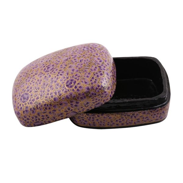 Alternate image for Hand-Painted Purple and Metallic Gold Floral Decorative Box Lavender Mist