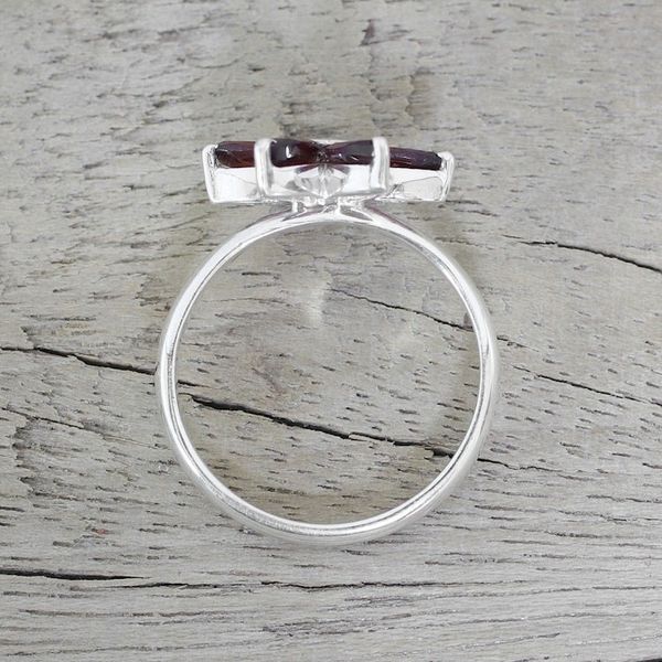 Alternate image for Garnet and Sterling Silver Floral Ring from India Sparkling Daisy