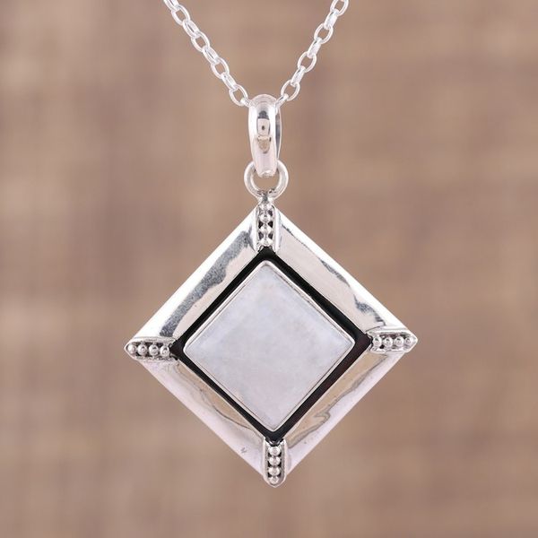 Alternate image for Rainbow Moonstone and Sterling Silver Pendant Necklace Heavenly Kite