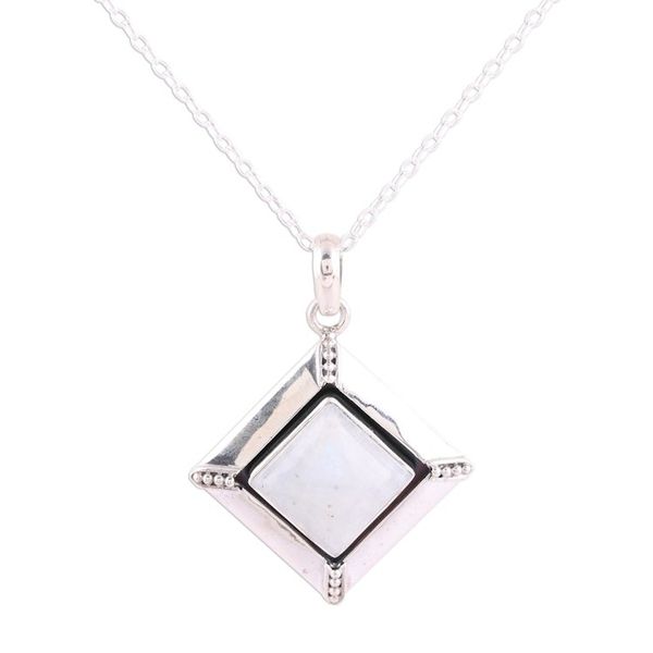 Alternate image for Rainbow Moonstone and Sterling Silver Pendant Necklace Heavenly Kite