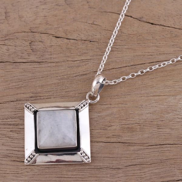 Alternate image for Rainbow Moonstone and Sterling Silver Pendant Necklace Heavenly Kite