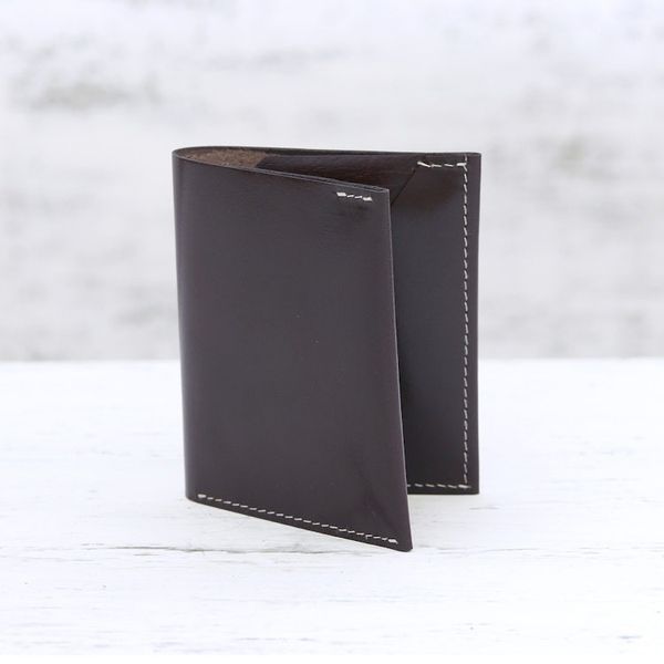 Alternate image for Mens Genuine Brown Leather Card Holder Wallet from India Dauntless Brown