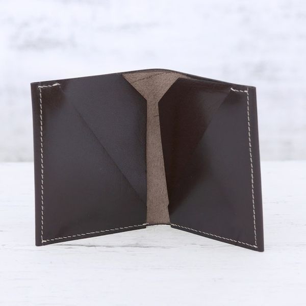 Alternate image for Mens Genuine Brown Leather Card Holder Wallet from India Dauntless Brown