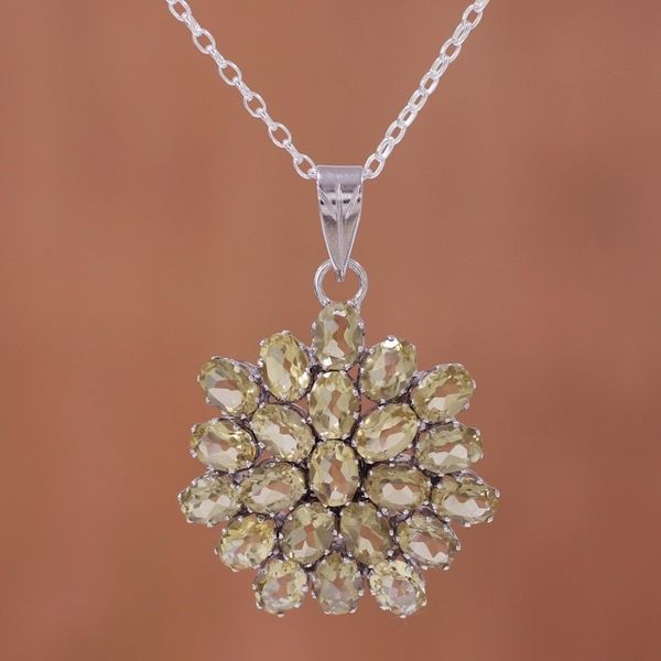 Alternate image for Twenty-Two Carat Citrine Pendant Necklace with Rhodium Sunny Brilliance